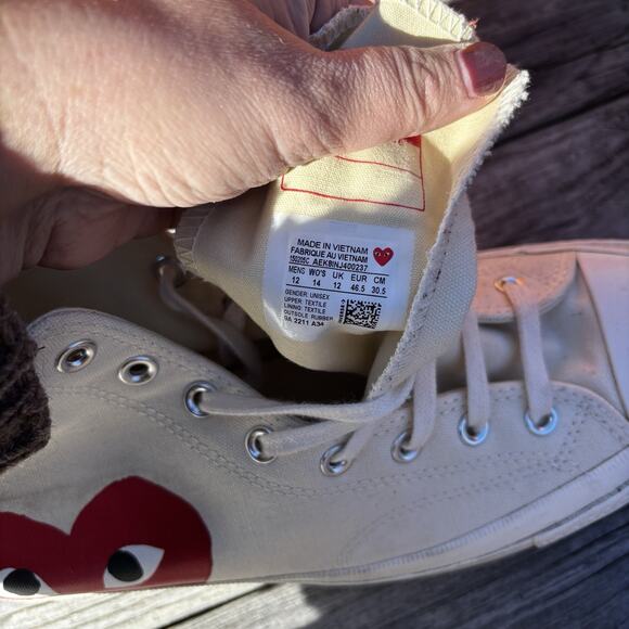 Size 12 - Converse Comme des Garçons Play x Chuck 70 2015 High Milk - Picture 5 of 5